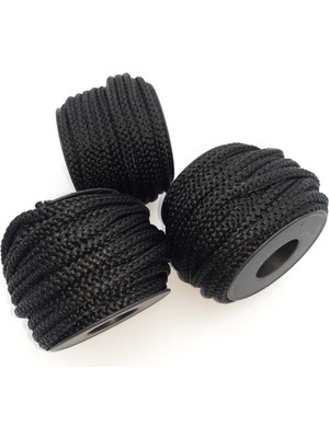 Be Beauty Siyah Renkte 6 mm Polyester  Eşofman Kapşon Bağ Ipi (30 Mt)