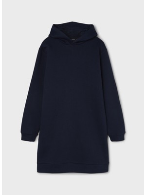 Lmtd Düz Lacivert Kız Çocuk Elbise Nlfopal Ls Sweat Dress W Hood