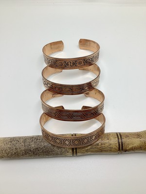 Rupen Kraft El Yapımı Işlemeli %100 Bakır Kadın & Erkek 4 Lü Kombin Bileklik