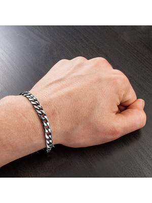 Rupen Kraft Kadın & Erkek Gümüş Model  Kararmaz Bakla Zincir Bileklik ( 20 cm )