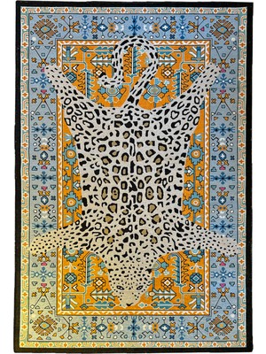 Rugs Modern Mira 890 Sarı Çok Renkli Vintage Görünüm Leopar Halı