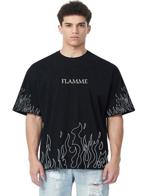 Daily Fashion Siyah Flamme () T-Shirtt