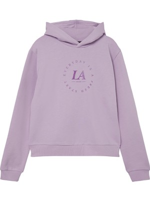 Lmtd Baskılı Kız Çocuk Pembe Sweatshirt Nlfnıtıes Ls Short Sweat W Hood