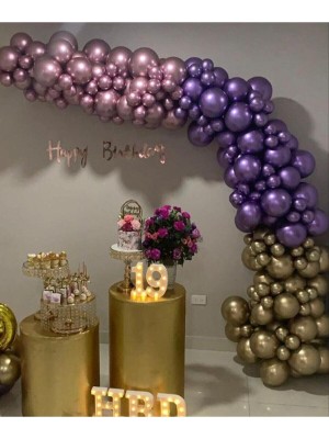 Rönesans Parti Krom Balon Balon Zincir Pembe Mor Gold 100 Adet
