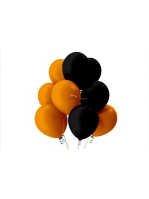 Rönesans Parti Siyah-Turuncu Pastel Soft Balon 20 Adet