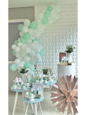 Rönesans Parti 100 Adet Su Yeşil Beyaz Balon ve Balon Zinciri