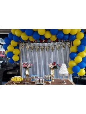 Rönesans Parti 100 Adet Metalik Sarı,lacivert Balon+ 5 mt Balon Zinciri