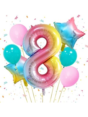 Rönesans Parti Gökkuşağı Folyo Balon Seti 8 Yaş