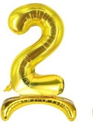 Rönesans Parti 2 Yaş Gold Renkli Ayaklı Folyo Balon Rakam 32 Inç 80 cm