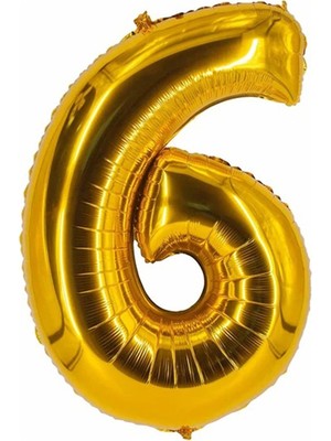 Rönesans Parti 6 Yaş 40 Inç 100 cm Gold Büyük Rakam Folyo Balon