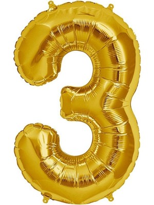 Rönesans Parti Folyo Balon 40 Inç 100 cm 3 Rakamı Gold