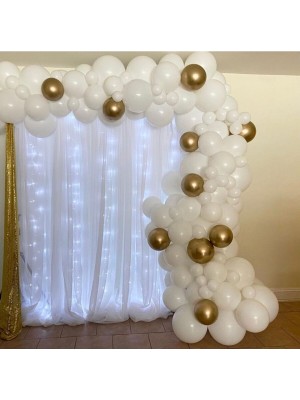 Rönesans Parti Krom Gold Pastel Beyaz Balon Zinciri 100 Adet + 5 Metre Balon Zinciri
