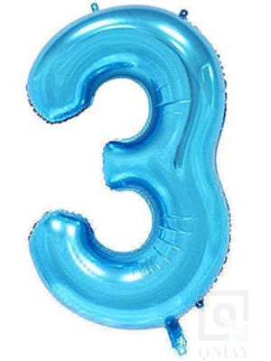 Rönesans Parti Folyo Balon 34 Inç  80 cm 3 Rakam Mavi