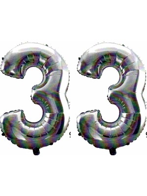 Rönesans Parti 33 Yaş Sayı Folyo Balon Gümüş 40 Inç 100 cm