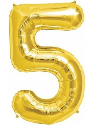 Rönesans Parti 5 Yaş 40 Inç 100 cm Gold Büyük Rakam Folyo Balon
