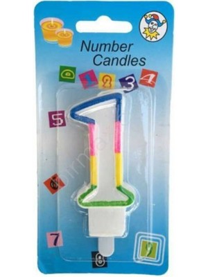 Rönesans Parti Renkli 1 Yaş Rakam Pasta Mumu