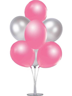 Rönesans Parti Balon Standı ve 7 Adet Makaron Pembe-Mavi Balon Seti