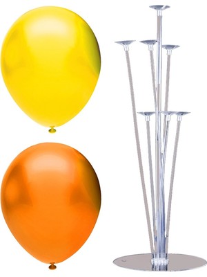 Rönesans Parti 7 Çubuklu Balon Standı + 20 Adet Balon ( Turuncu, Sarı )