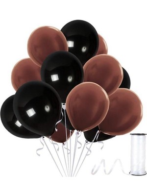 Rönesans Parti Kahverengi - Siyah Metalik Balon 15 Adet
