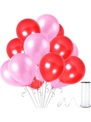 Rönesans Parti Kırmızı - Lila Metalik Balon 50 Adet+ 5 mt Balon Zinciri