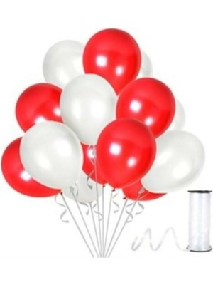 Rönesans Parti 30 Adet 12 Inç Metalik Parti Balonu Metalik Kırmızı - Beyaz