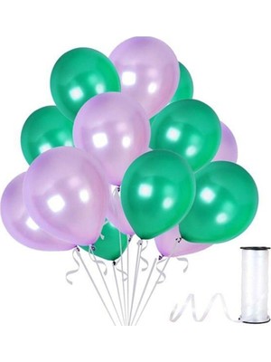 Rönesans Parti Lilayeşil Metalik Balon 100 Adet+ 5 mt Balon Zinciri