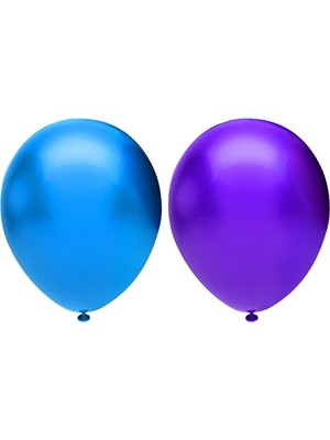 Rönesans Parti Metalik Balon Seti 30 Adet ( Koyu Mavi, Mor)
