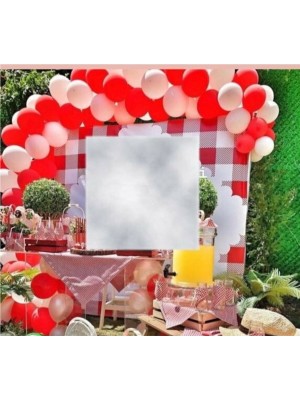 Rönesans Parti 100 Adet Kırmızı Beyaz Piknik Temalı Balon Konsepti Balon ve Balon Zinciri