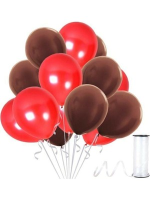 Rönesans Parti Kahverengi Kırmızı Metalik Balon 30 Adet