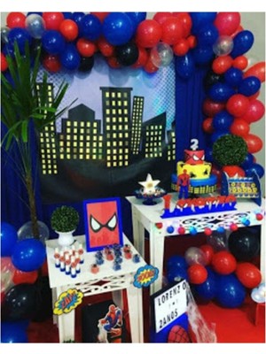 Rönesans Parti Siderman Konsept 100 Adet Metalik Balon ve Balon Zinciri