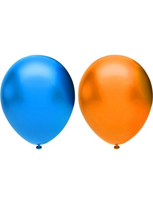 Rönesans Parti Metalik Balon Seti 20 Adet ( Koyu Mavi, Turuncu)