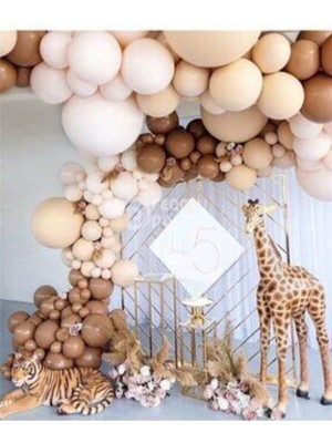 Rönesans Parti Karamel Ten Çikolata Kahve Beyaz Pastel Renk Balon Zinciri 100 Adet+5 mt Balon Zinciri