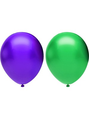 Rönesans Parti Metalik Balon Seti 50 Adet ( Mor, Koyu Yeşil )