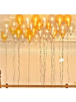 Rönesans Parti 30 Adet 12 Inç Metalik Parti Balonu Metalik Gold Beyaz