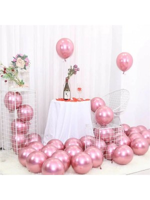 Rönesans Parti Krom Balon 12" Inç Pembe Renk 10 Adet
