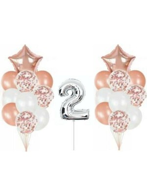 Rönesans Parti Konfetili Şeffaf Balon Seti Doğum Günü Parti Set 2 Yaş