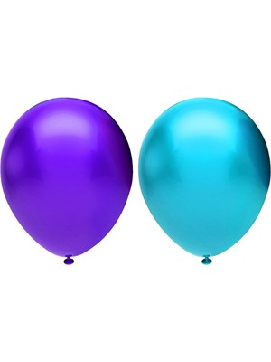Rönesans Parti Metalik Balon Seti 30 Adet ( Açık Mavi, Mor)