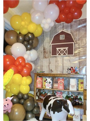Rönesans Parti Sarı-Kırmızı-Beyaz-Karamel-Turuncu-Kahve Renk Balon Zinciri 50 Adet+5 mt Balon Zinciri