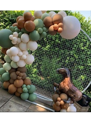 Rönesans Parti Küf Yeşili-Ten-Çikolata Kahve Renk Balon Zinciri 50 Adet+5 mt Balon Zinciri