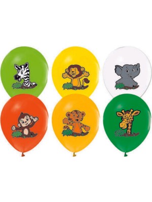 Rönesans Parti Sevimli Hayvanlar Safari Baskılı Balon 12 Inch 15 Adet