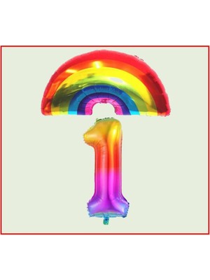 Rönesans Parti Gökkuşağı Temalı 1 Yaş Doğum Günü Parti Seti