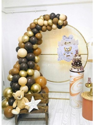 Rönesans Parti Karamel-Ten-Çikolata Kahve-Gold Renk Balon Zinciri 70 Adet+5 mt Balon Zinciri