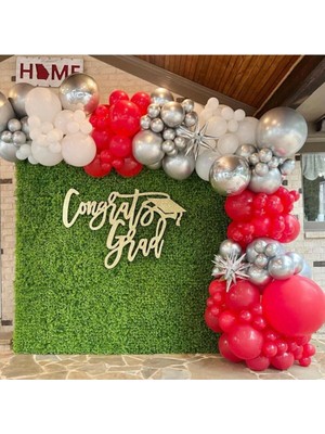 Rönesans Parti Krom Gümüş Metalik Kırmızı Pastel Beyaz Balon Zinciri 100 Adet