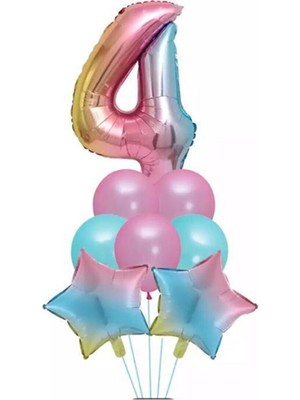 Rönesans Parti Unicorn Folyo Balon Doğum Günü Seti 4 Yaş