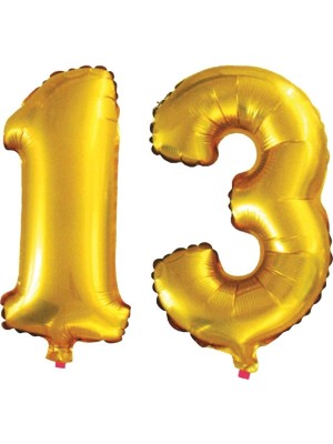 Rönesans Parti 13 Yaş Sayı Folyo Balon Gold 40 Inç 100 cm