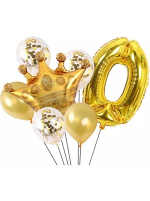 Rönesans Parti Altın Kral Kraliçe Taçlı Folyo Balon Seti 0 Yaş