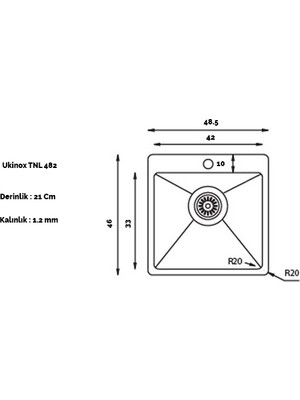Ukınox Tnl 482 Tezgah Üstü Tezgaha Sıfır Mutfak Evyesi 1.2mm