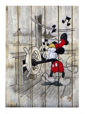 Ekart  tekne Kullanan Mickey Fare Modern Mdf Tablo