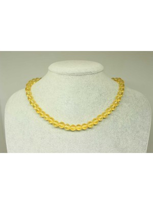 Yaşam Tohumu Sitrin Taşı Koyu Renk Kolye 8mm (Klipsli)