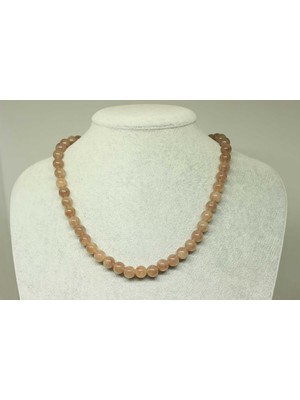 Yaşam Tohumu Çilek Kuvars Taşı Kolye 8mm (Klipsli)